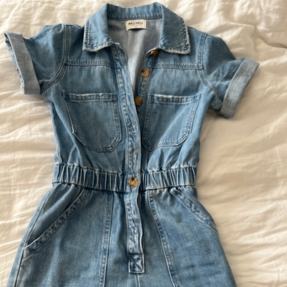 Show Me Your Mumu Cannon Romper Blue Denim Size XS